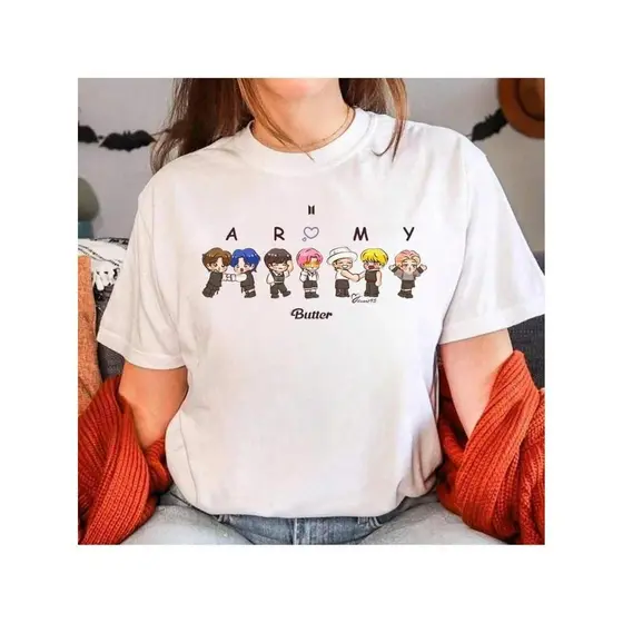 Camiseta Kpop | | Bangtan Boys | ARMY | Butter | Animação | Camiseta Fofa