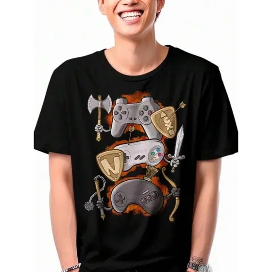 Camiseta Gamer Video Game Camisa Blusa Unissex Masculino Feminino 100% Algodão Premium Streetwear