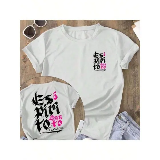 Camiseta Feminina UNISSEX  ESPIRITO SANTO A CASA É SUA Camisa Manfinity 100% Algodão Street Wear