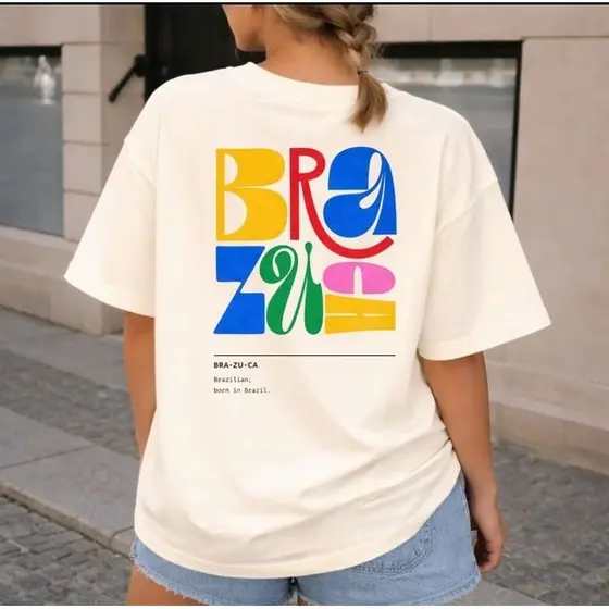Camiseta BLUSA FEMINIA  BRAZUCA 100% Algodao Premium COPA DO MUNDO 2026