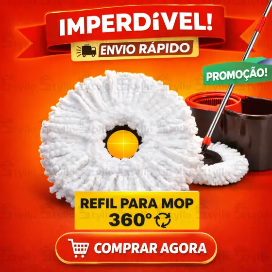 Refil Para Mop Giratório Balde Redondo Esfregão Microfibra Universal 360 - 16cm