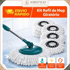 Kit Refil Mop Giratório 360 Esfregão Universal 16 Cm Original Limpeza