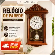 Relógio De Parede Rústico Pêndulo Analógico Vintage Antigo Grande Premium