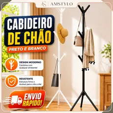 Cabideiro de Chão Para Roupa Bolsa Mancebo 9 Ganchos Cabide Guarda Roupa