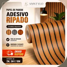 Papel de Parede Para Quarto Adesivo Ripado Autocolante de Madeira