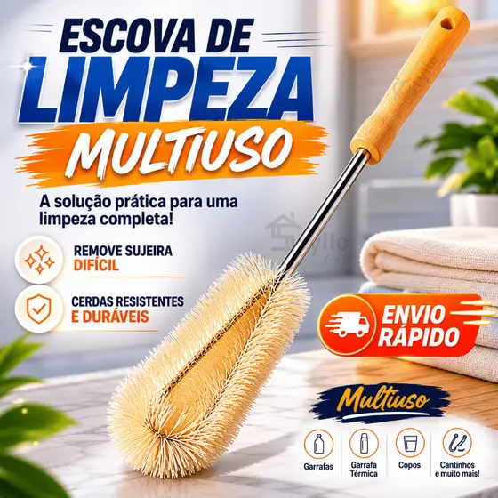 Escova De Limpeza Para Garrafas Copo de Vidro Full Cozinha Banheiro Casa