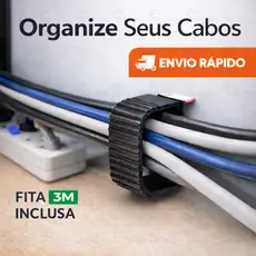 Organizador de Cabos Escritório Com Fita Dupla Face Fios Tomada