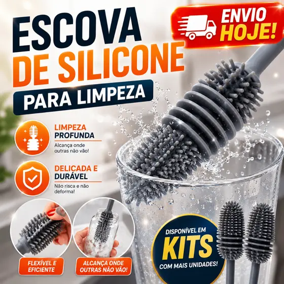 Escova de Limpeza Multiuso Para Lavar Garrafa De Agua Silicone