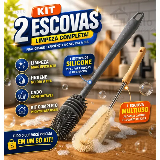 Kit 2 Escova de Limpeza Pia de Cozinha Banheiro Casa Box Banheiro