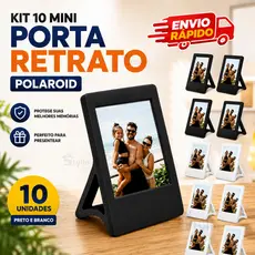Kit 10 Mini Porta Retrato Polaroid Instax Preto e Branco Mesa Escritório Sala Decoração