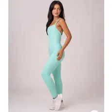Macacão Fitness Feminino Longo Power Menta | Cintura Alta Modelador Academia