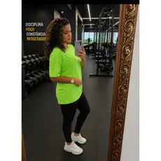 Camiseta Dai Fit Verde Fluorescente Masculina Dry Fit Manga Curta Academia Fitness Treino Leve Respirável