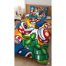 ENVIO IMEDIATOEdredom Super Mario Solteiro Kit Com 3 Peças