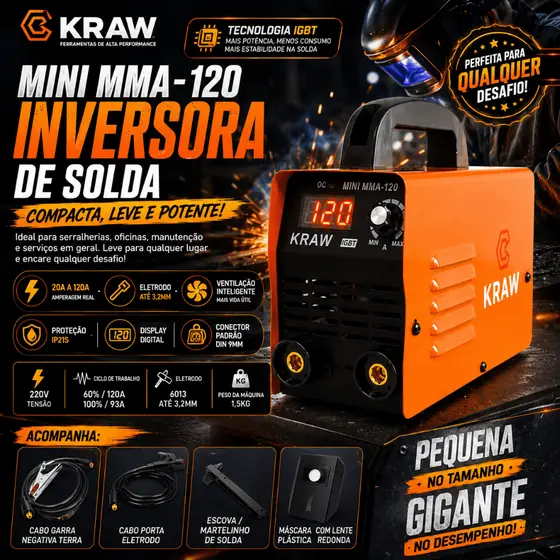 Maquina De Solda Inversora Portátil Mini Mma 220v -  Painel Digital
