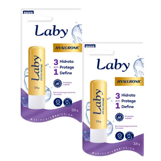 Kit 2 Protetor Solar Labial Laby Hyaluronic FPS 30 3,6g