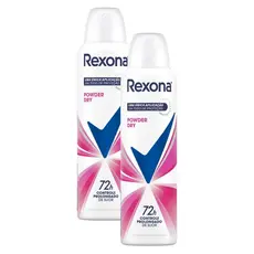 Kit 2 Desodorante Antitranspirante Aerosol Feminino Rexona Powder Dry 72 horas 150ml