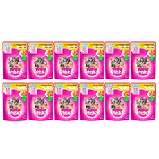 Kit 12 Ração para Gatos Whiskas Filhotes 2 a 12 Meses Sabor Frango ao Molho Sachê 85g