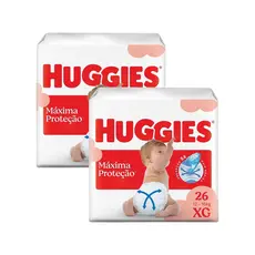 Kit 2 Fralda Huggies Máxima Proteção Tamanho XG Mega 26 Unidades Descartáveis