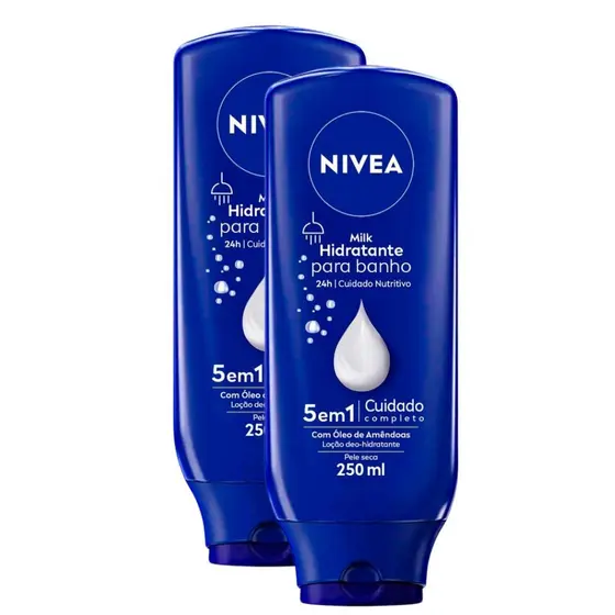 Kit 2 Hidratante para Banho Nivea Milk 250ml