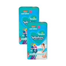 Kit 2 Fralda Pampers Splashers para Nadar Baby Shark XG com 10 Unidades Descartáveis