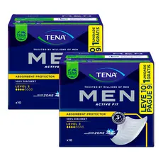 Kit 2 Absorvente Protetor Masculino para Incontinência Urinária Tena Men Active Fit Level 2 Leve 10 Pague 9 Unidades
