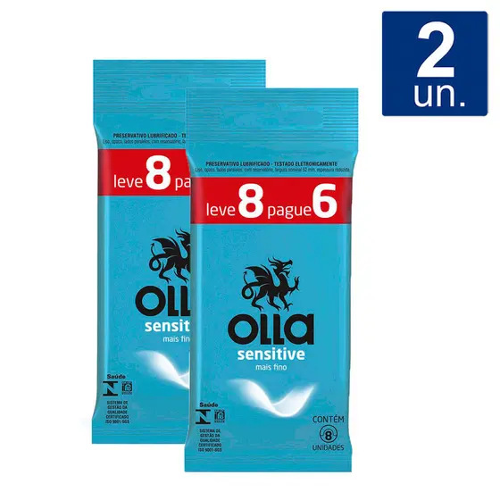 Kit 2 Preservativo Olla Sensitive Leve 8 Pague 6