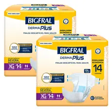 Kit 2 Fralda Bigfral Derma Plus Econômica XG 14 Unidades