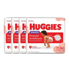 Kit 4 Fralda Roupinha Huggies Tamanho XG Pacote Mega 24 Unidades Descartáveis