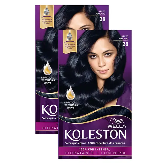 Kit 2 Tinta de Cabelo Koleston Preto Azulado 28