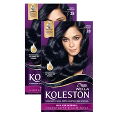 Kit 2 Tinta de Cabelo Koleston Preto Azulado 28