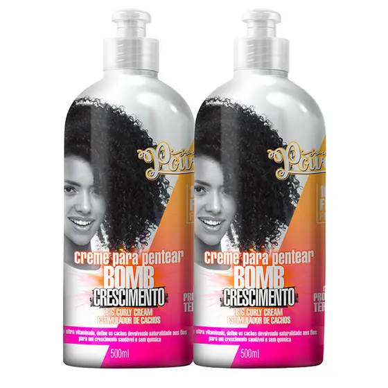 Kit 2 Creme para Pentear Bomb Crescimento Big Curly Cream Estimulador de Cachos 500ml