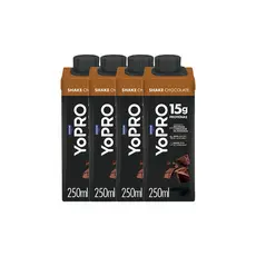 Kit 4 YoPRO Bebida Láctea UHT Chocolate 15g de proteínas 250ml