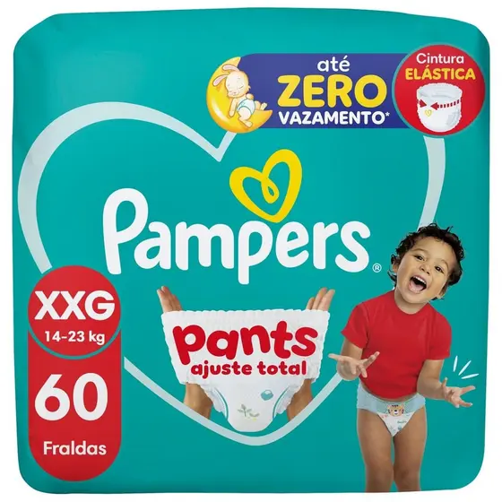 Kit 4 Fralda Pampers Pants Ajuste Total Tamanho XXG com 60 Unidades