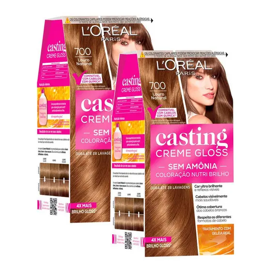Kit 2 Tintura Casting Creme Gloss L'oréal Paris 700 Louro Natural