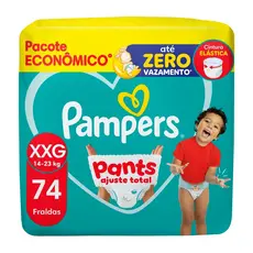 Fralda Pampers Pants Ajuste Total Tamanho XXG com 74 Unidades Descartáveis Pacote Econômico