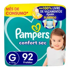 Fralda Pampers Pants Ajuste Total Tamanho G com 92 Unidades Descartáveis