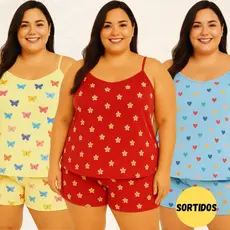Kit 03 Pijamas Plus Size Baby Doll