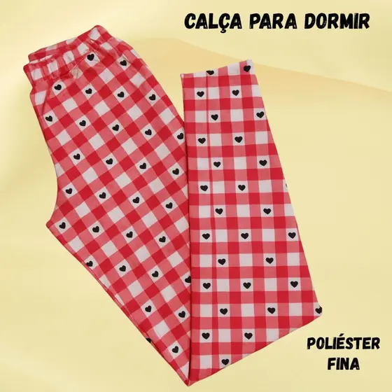 CALÇA XADREZ PIJAMA TECIDO FINO POLIÉSTER FINO PARA DORMIR