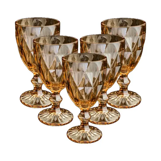 Jogo Taça De Vidro Dourada Diamond 340Ml kit