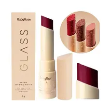 Batom Bala Bastão Creamy Matte Glass Ruby Rose Aveludado Resistente Água