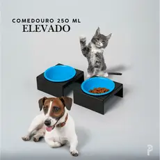 Comedouro ou Bebedouro elevado de 250 ml para cachorro e gato - várias cores