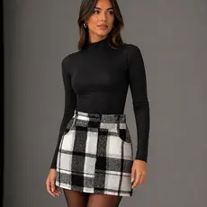 Short Saia feminino xadrez flanelado curto cintura alta moda elegante