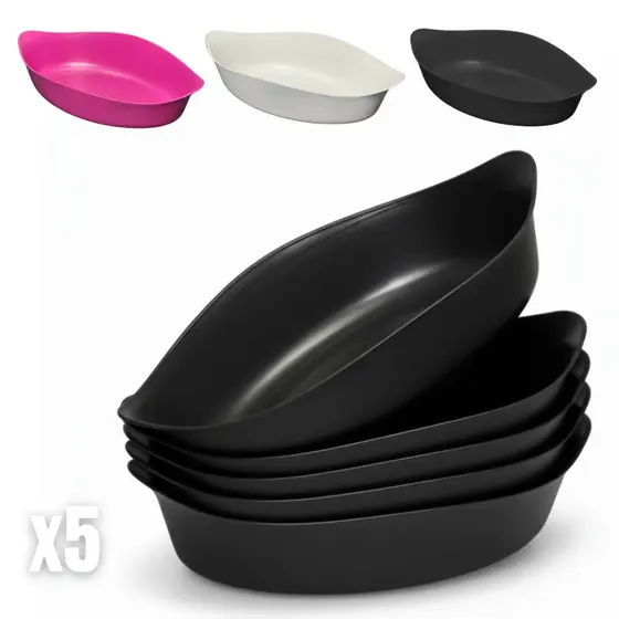 Kit 5 Petisqueira Canoa Barca Barquinha Plástica Para Petiscos Acompanhamento Molhos Estilo Japones