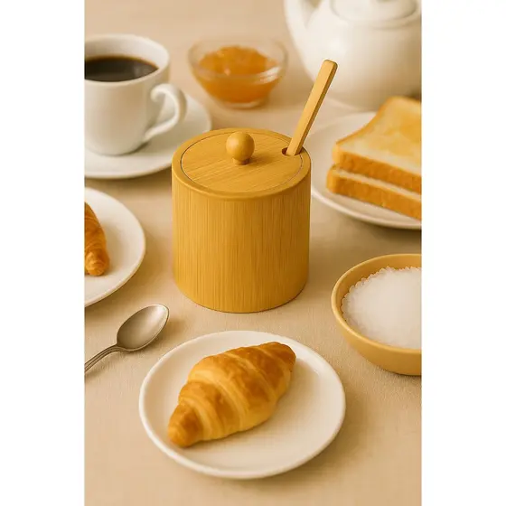 Pote Porta Condimento 100% Bambu 200ml - Saleiro e Açucareiro