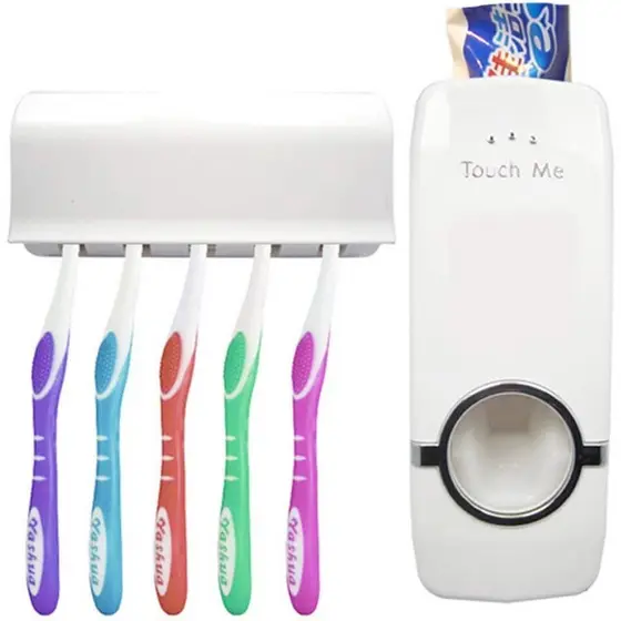 Dispenser de Creme Dental Pasta de Dente Suporte Escova Dente Porta Escova