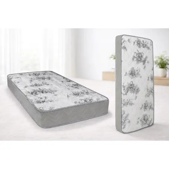 Colchão Solteiro Espuma D33 Confortável Resistente Macio Cinza 188x88x12cm Para Viagem Visita Bicama Criança Conforto