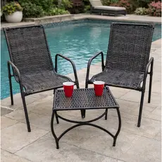 Conjunto 2 Cadeiras De Junco Jardim Com Mesa De Centro Chocolate Area Externa Sacada Varanda Resistente