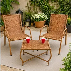Kit 2 Cadeiras De Junco Bananeira Jardim Com Mesa De Centro Area Externa Sacada Varanda Resistente