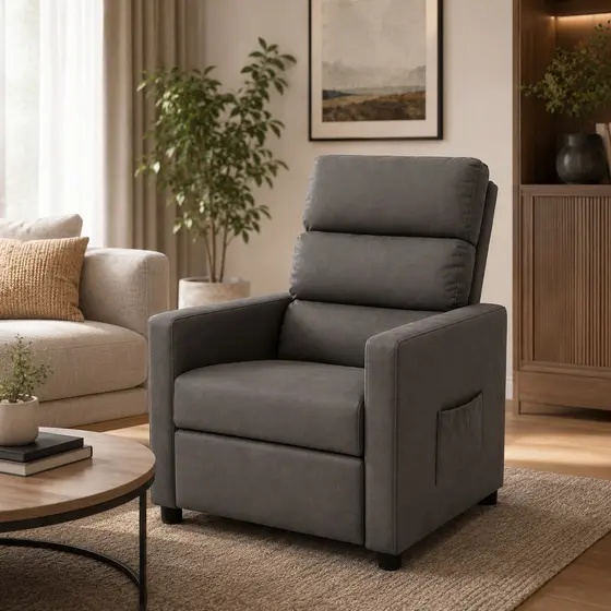 Poltrona Reclinável Retrátil do Papai Premium em Suede Confortável para Sala de Estar e Descanso