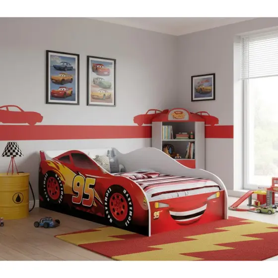 Cama Carro Infantil Incluso Colchão Mcqueen Vermelho Quarto Bebê Temático Proteção Lateral Reforçada